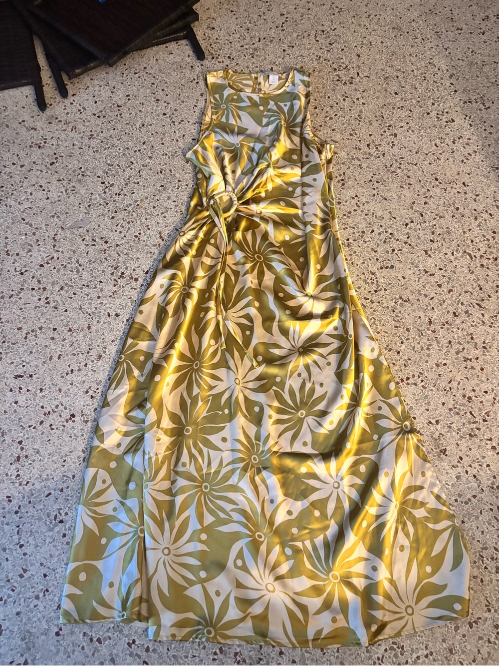 House of Harlow 1960 ruched side cutout circle satin maxi dress large
